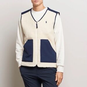 Polo Ralph Lauren Hi-Pile Fleece Vest Wintercream Newport Navy - Size S